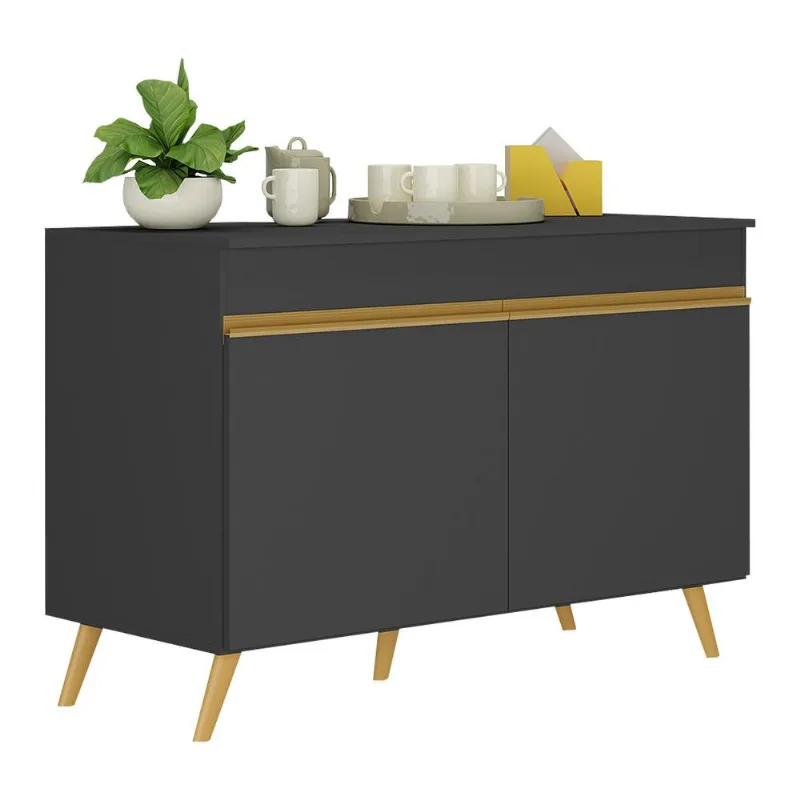 Balcão Cozinha Gabinete Pia 120 cm 2 Portas Veneza Multimóveis MP3738 Preto - Multimóveis