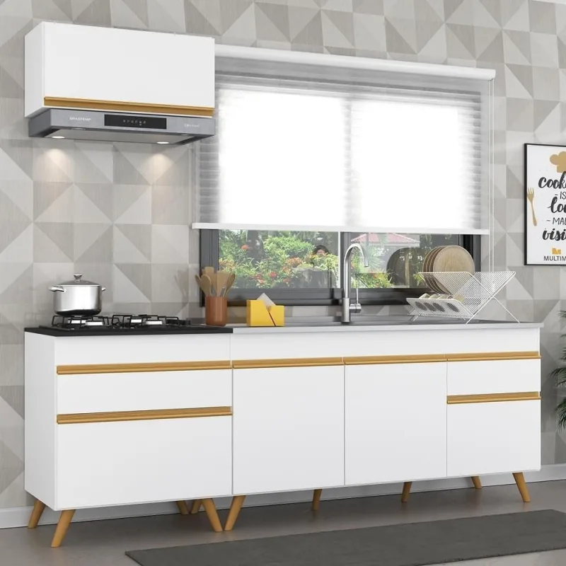 Cozinha Compacta Mp2074 Com Armário E Balcão Branca - OUTRAS - Móveis