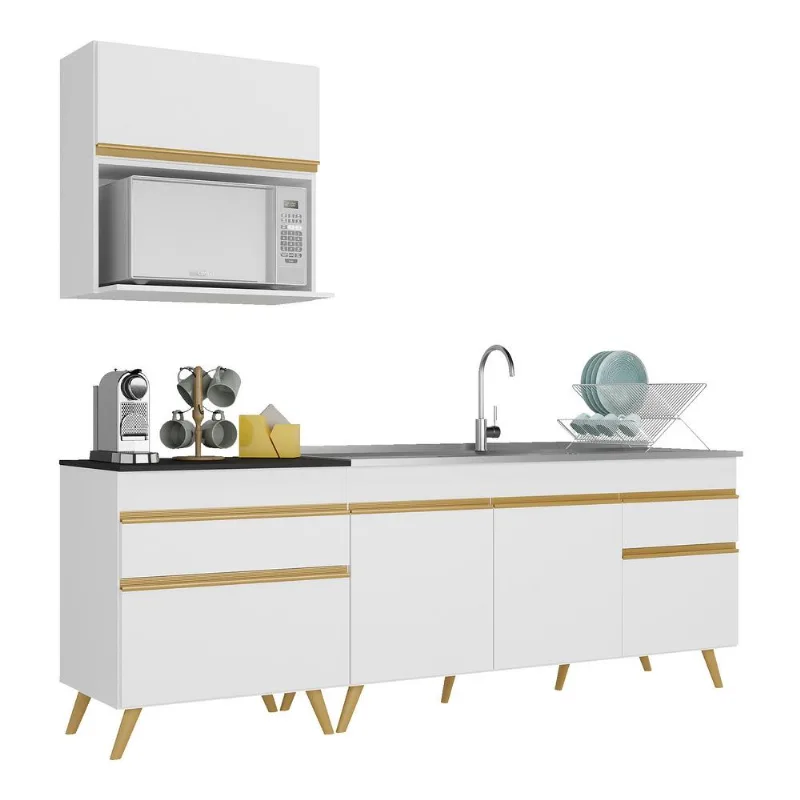 Armário de Cozinha Compacta Veneza GW Multimóveis MP2075 Branca - Multimóveis