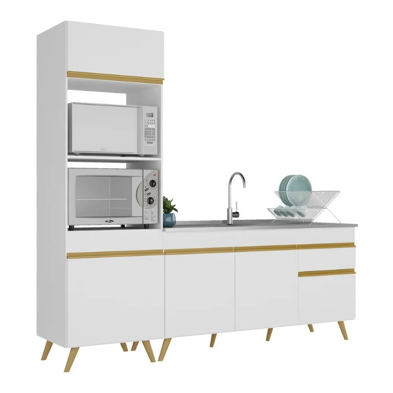 Armário de Cozinha Compacta Veneza GW Multimóveis MP2078 Branca - Multimóveis