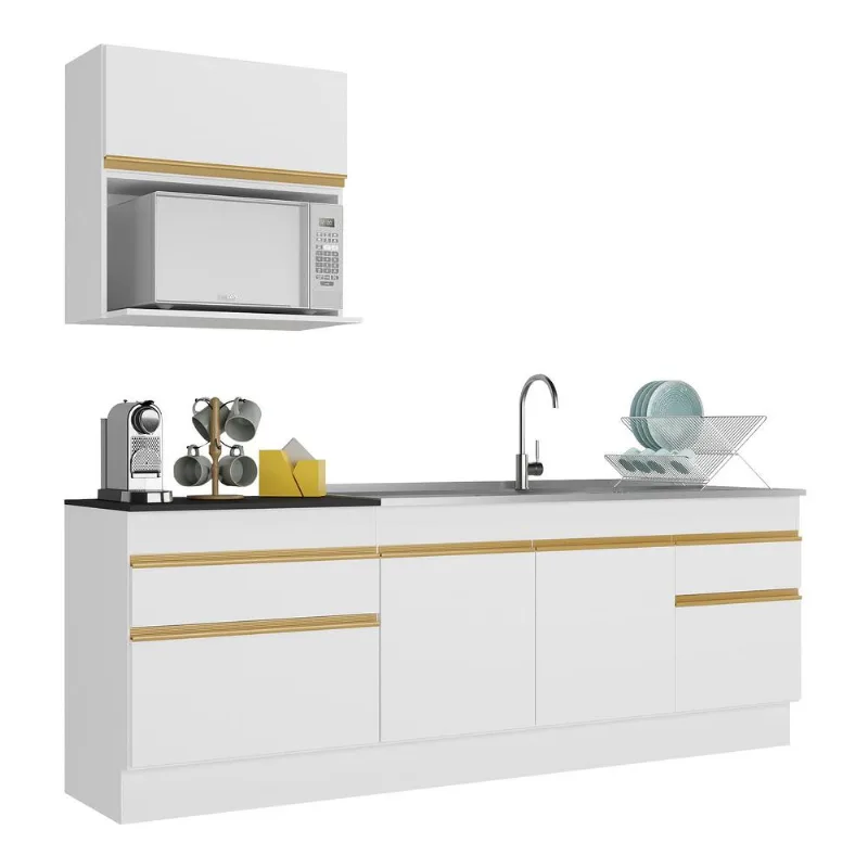 Armário de Cozinha Compacta com Rodapé Veneza Multimóveis MP2110 Branca - Multimóveis