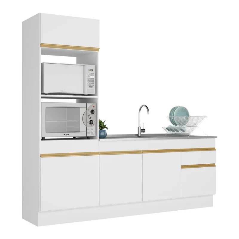 Armário de Cozinha Compacta com Rodapé Veneza Multimóveis MP2113 Branca
