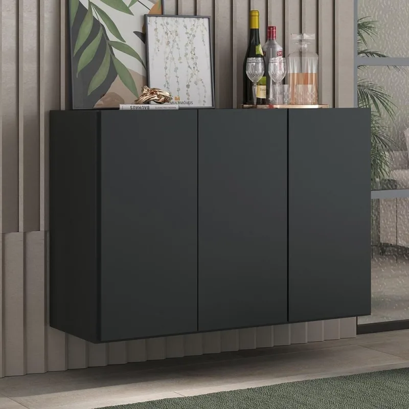 Aparador 3 Portas Suspenso Veneza Mp1008 Preto - OUTRAS - Móveis