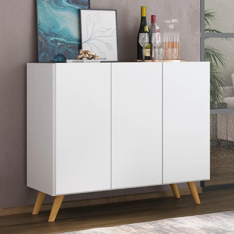 Aparador Buffet 3 Portas Retrô Veneza Multimóveis MP1009 Branco/Natural - Multimóveis
