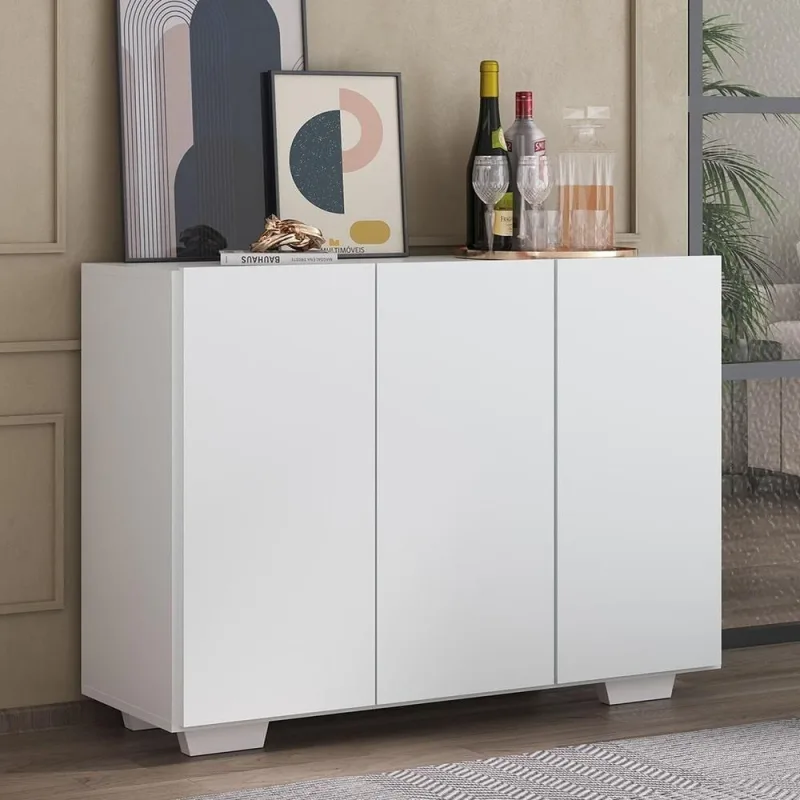 Aparador 3 Portas Com Pés Quadrados Veneza Mp1010 Branco - Multimóveis