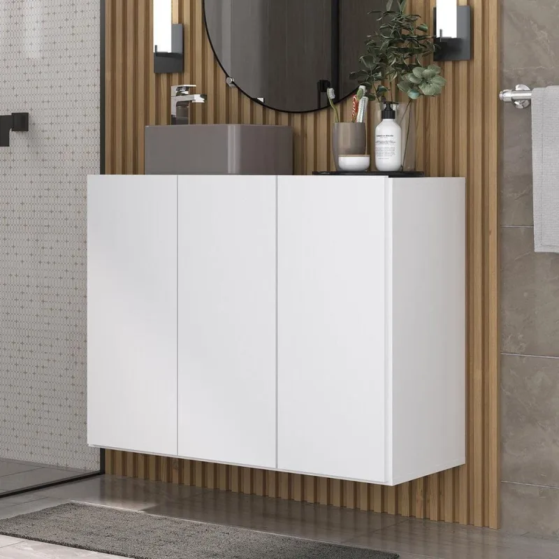 Gabinete Banheiro 3 Portas 90Cm Mp5029 Branco - OUTRAS - Agro