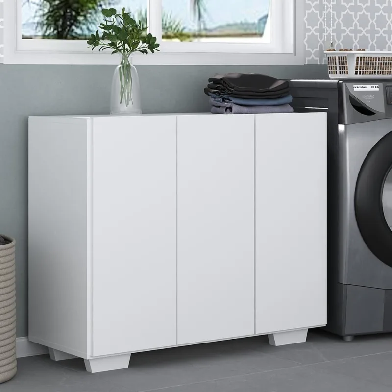 Armário Lavanderia Com 3 Portas 90 Cm Mp5034 Branco - OUTRAS - Móveis