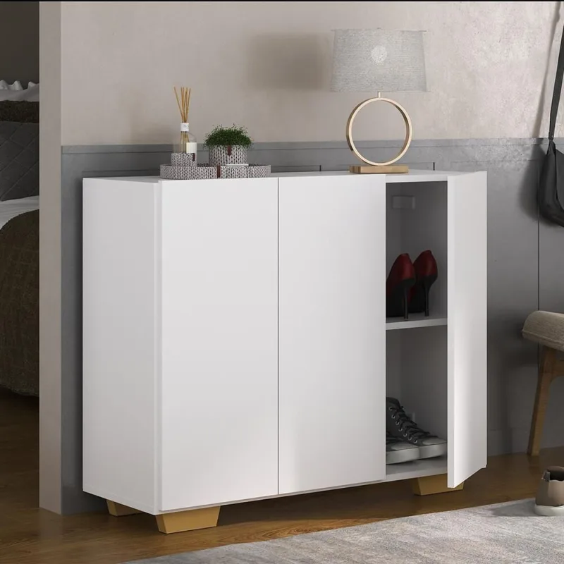 Sapateira 3 Portas Nina Mp6019 Branca Natural - Multimóveis - Agro
