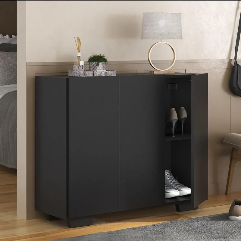 Sapateira 3 Portas Nina Mp6019 Preta - Multimóveis