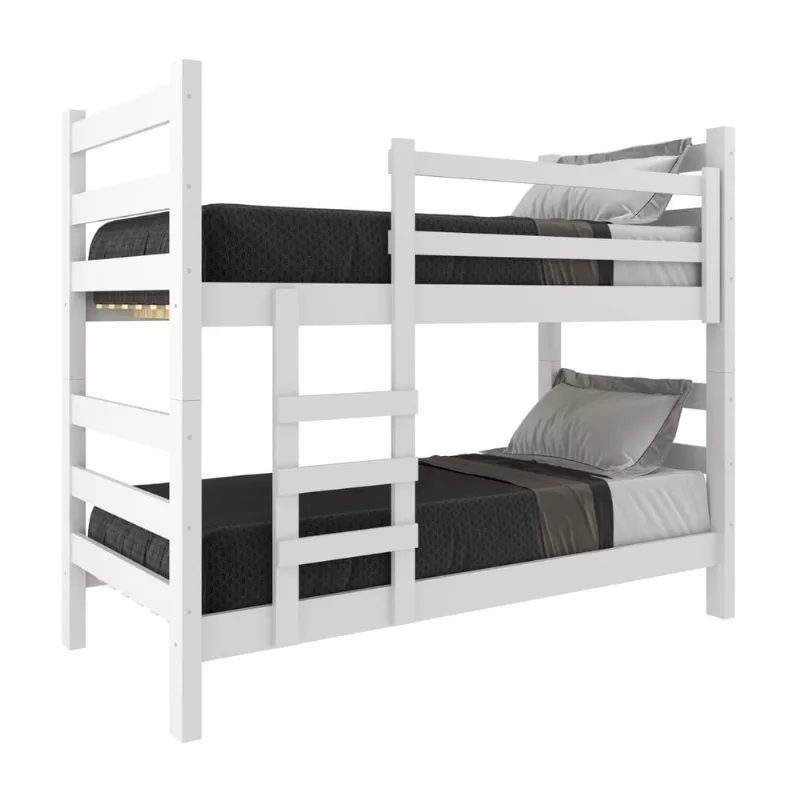 Beliche Madeira Maciça - vira 2 Camas - para Colchão 78/88 x 188cm Dubai Multimóveis CR4137 Branco - Multimóveis