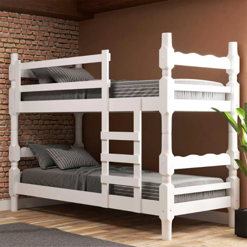 Beliche Madeira Maciça - vira 2 Camas - para Colchão 78/88 x 188cm Porto Multimóveis CR4138 Branco - Multimóveis