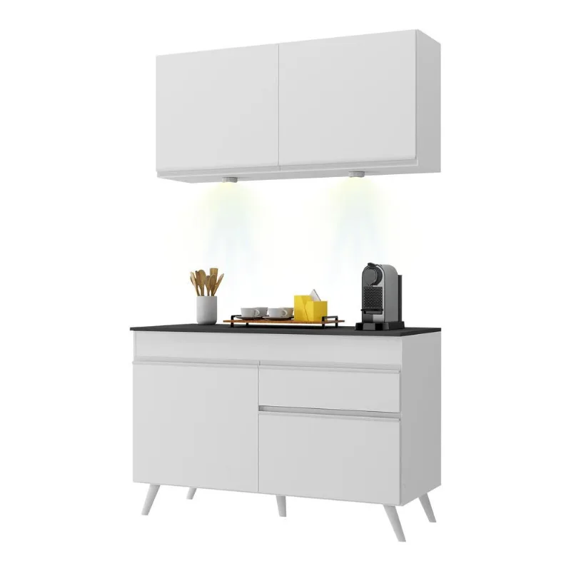 Armário de Cozinha Compacta 2 peças com Leds MP2012.891 Veneza Up Multimóveis Branco - Multimóveis