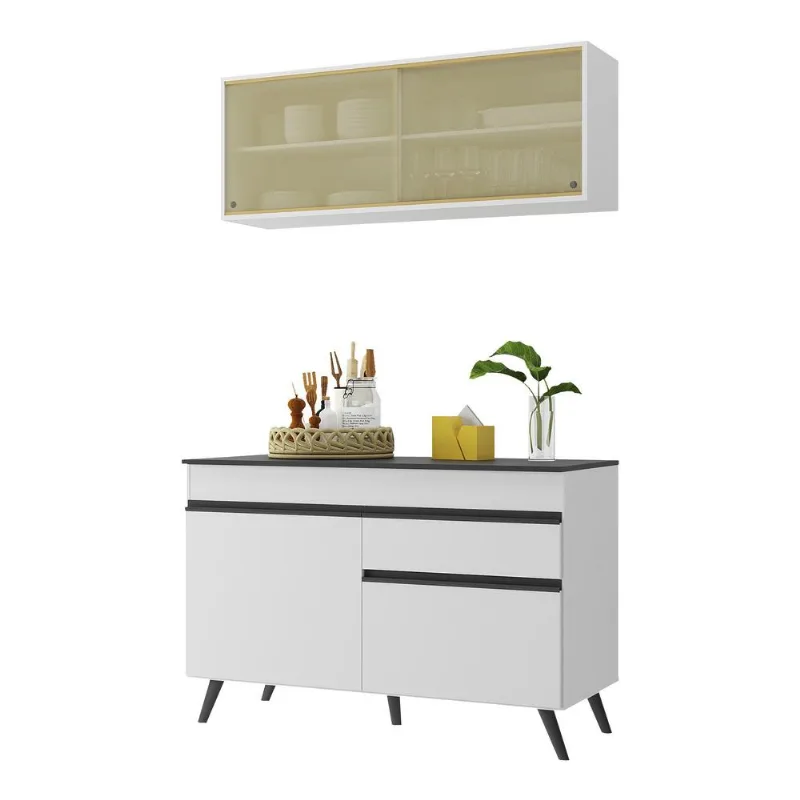 Armário de Cozinha Compacta 2 peças MP3688.964 Veneza Multimóveis Branco - Multimóveis