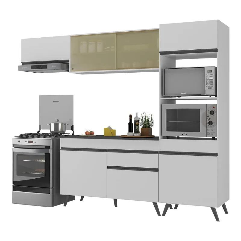 Armário de Cozinha Compacta 4 peças MP3691.964 Veneza Branco - Multimóveis