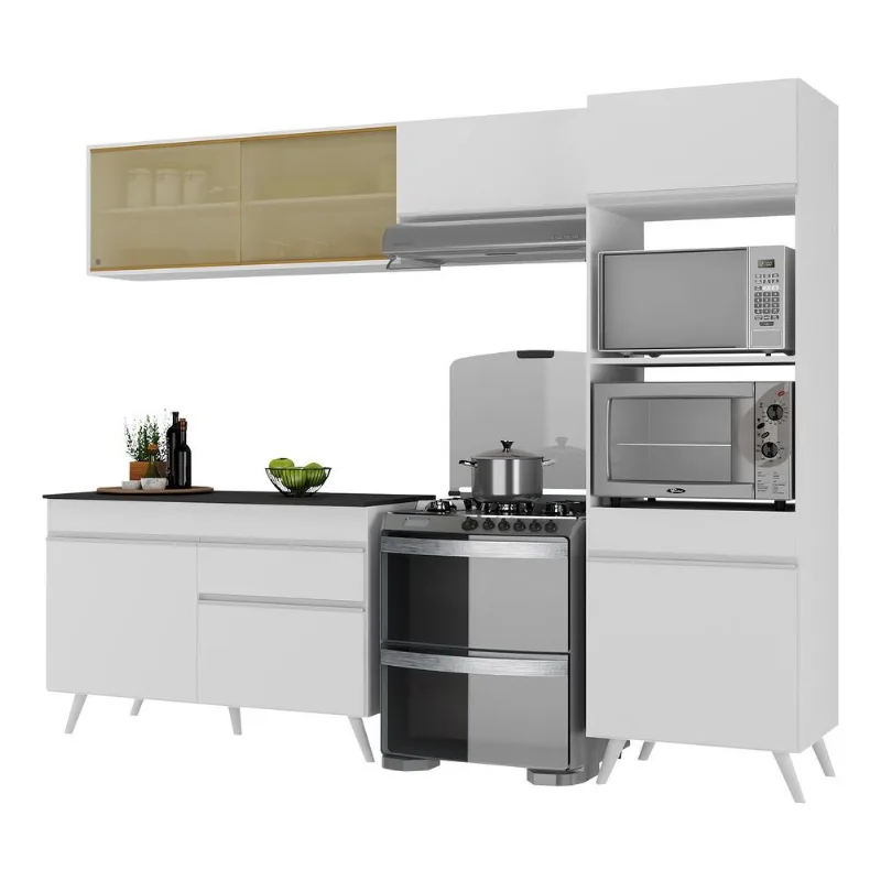 Armário de Cozinha Compacta 4 peças MP3692.891 Veneza Branco - Multimóveis