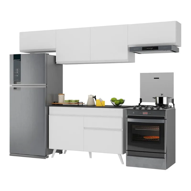 Armário de Cozinha Compacta 4 peças MP3697.891 Veneza Branco - Multimóveis