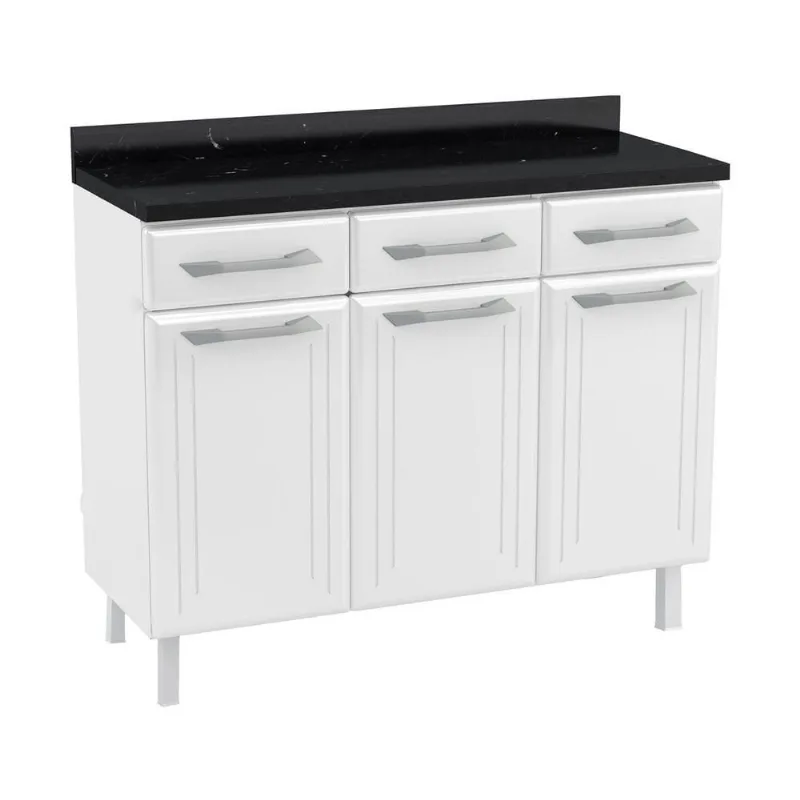 Balcão de Cozinha de Aço Triplo com Tampo Rose Multimóveis CR6090 Branco - Multimóveis