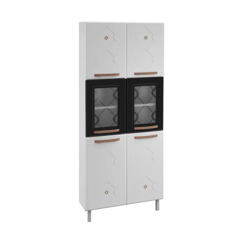 Paneleiro Duplo de Aço 80cm Regina Multimóveis Glass CR6133 Branco/Preto