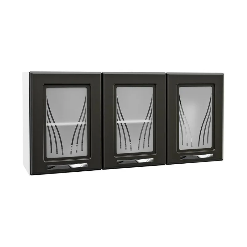 Armário de Cozinha de Aço Aéreo Triplo 120cm Clara Multimóveis CR6144 Branco/Preto - Multimóveis