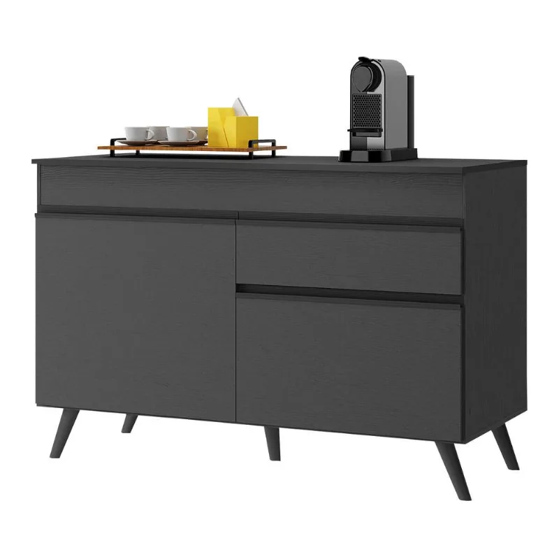 Balcão Cozinha Gabinete Pia 120 cm 2 Portas 1 Gaveta Veneza Multimóveis MP3680.895 Preto - Multimóveis