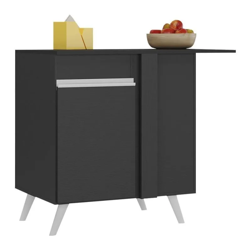 Balcão Cozinha De Canto 1 Porta  Preto/branco - Multimóveis