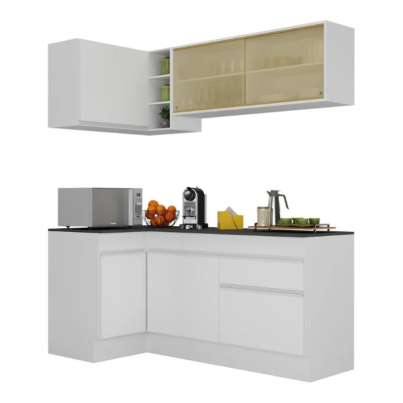 Armário de Cozinha Compacta de Canto com Rodapé Veneza Multimóveis MP2091.891 Branco - Multimóveis