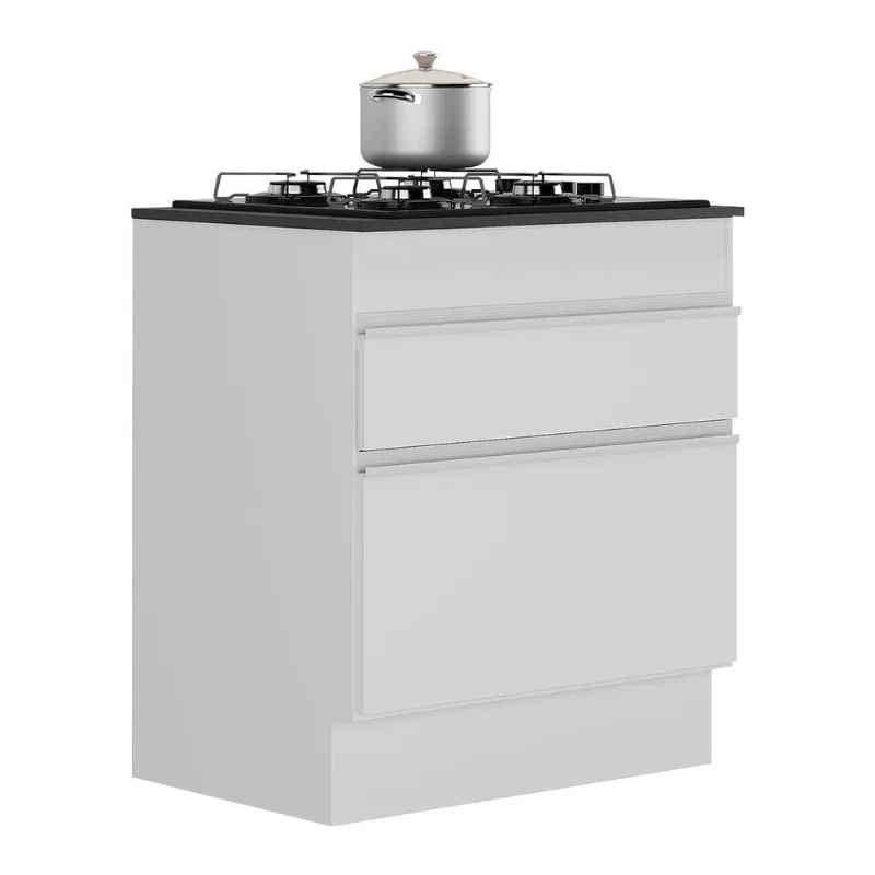 Balcão Cozinha com Rodapé para Cooktop 70 cm 1 Porta 1 Gaveta Veneza Multimóveis MP2118.891 Branco - Multimóveis