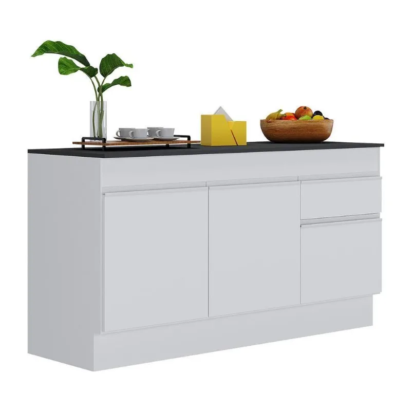Balcão Cozinha Gabinete Pia 150 Cm 3 Portas 1 Gaveta Branco - Multimóveis