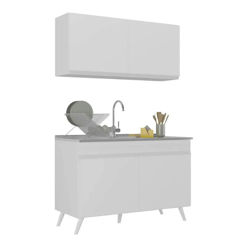 Armário de Cozinha Compacta 2 peças Veneza Multimóveis MP2141.891 Branco - Multimóveis