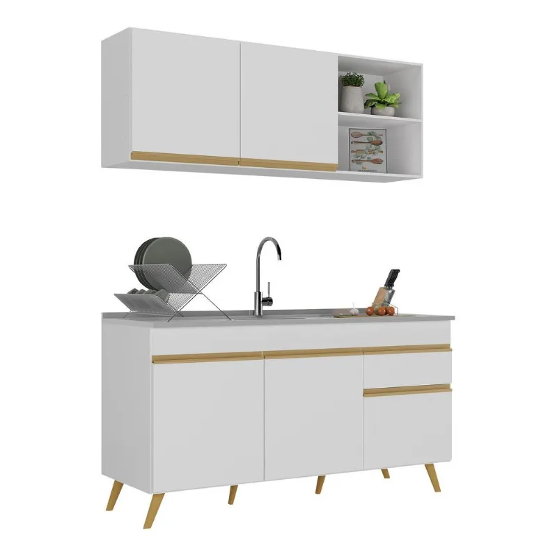 Armário de Cozinha Compacta Veneza Multimóveis MP2142.156 Branco - Multimóveis