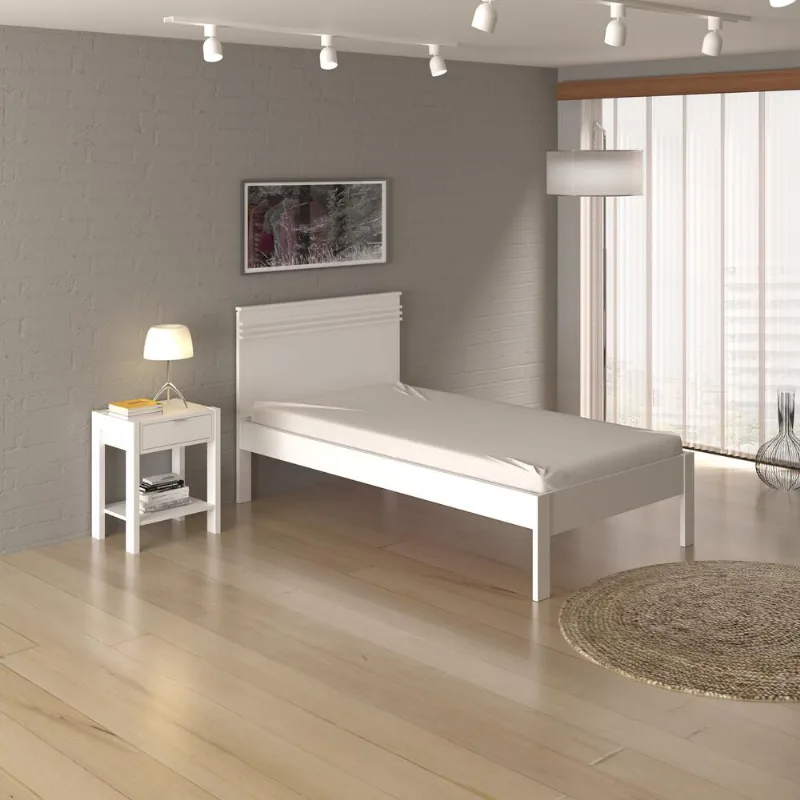 Cama de Solteiro para Colchão 88 x 188 cm Multimóveis CR35014 Branca - Multimóveis
