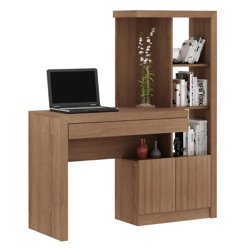 Escrivaninha Estante com 2 Portas e Gaveta Multimóveis CR25040 Amendoa - Multimóveis