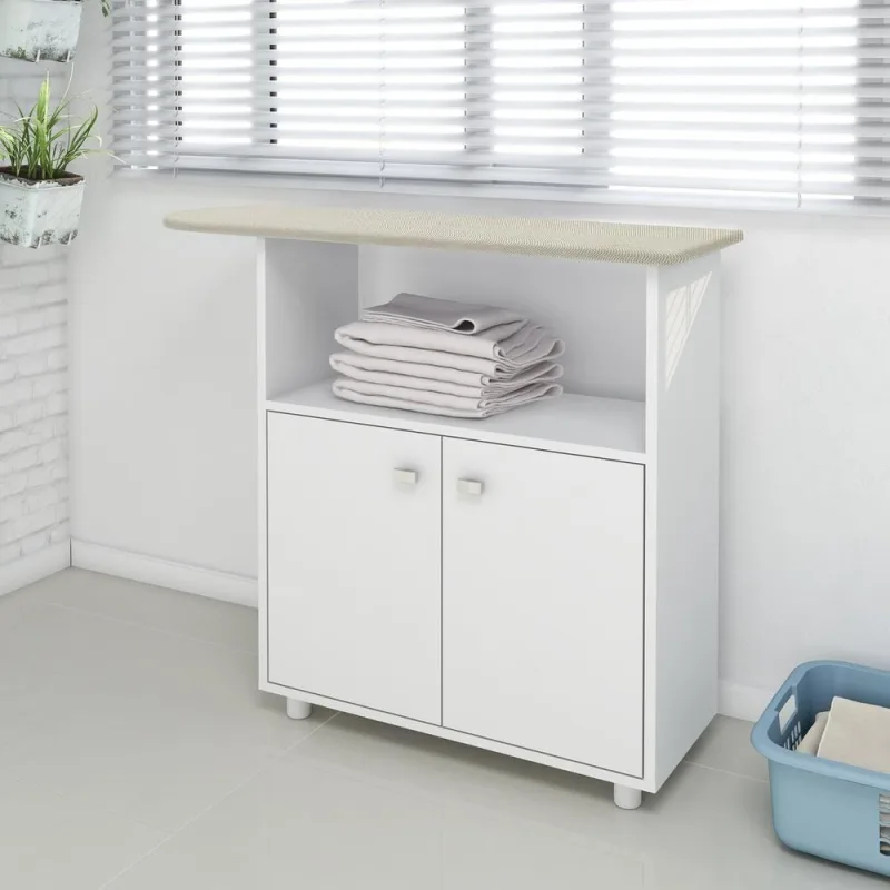 Tábua De Passar Roupa Com Armário 2 Portas Cr30011 Branca - OUTRAS - Móveis