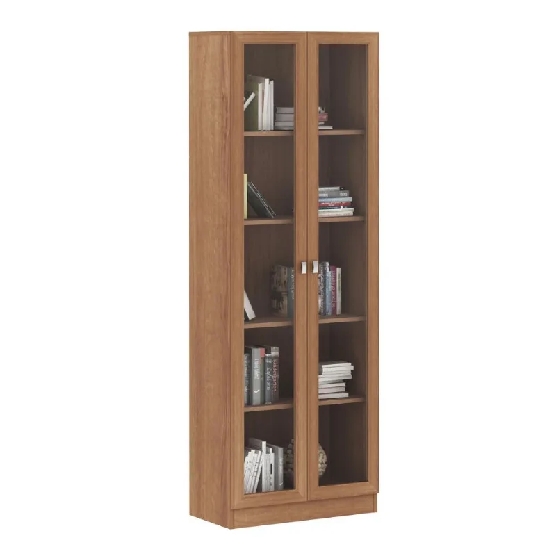 Armário Estante com 2 Portas de Vidro Multimóveis CR25069 Amendoa
