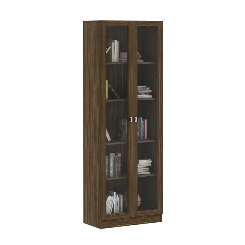 Armário Estante com 2 Portas de Vidro Multimóveis CR25069 Nogal - Multimóveis
