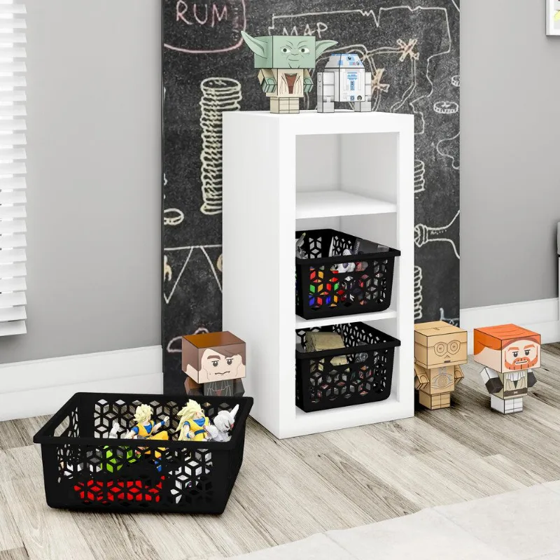 Nicho Organizador com 3 Cestos Multimóveis CR40000 Branco/Preto - Multimóveis