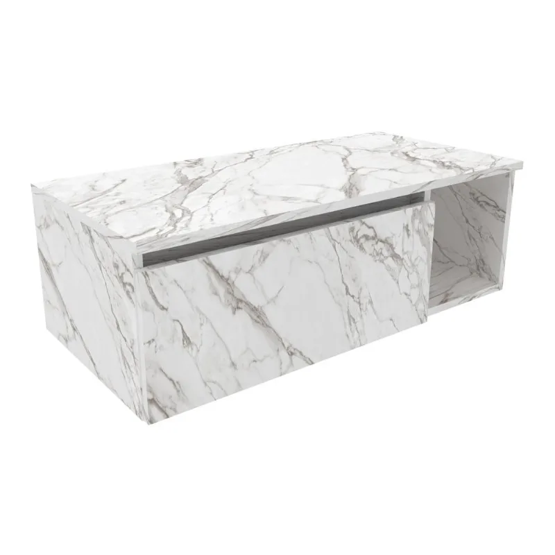 Gabinete Banheiro Suspenso 80cm Multimóveis CR10081 Mármore Branco