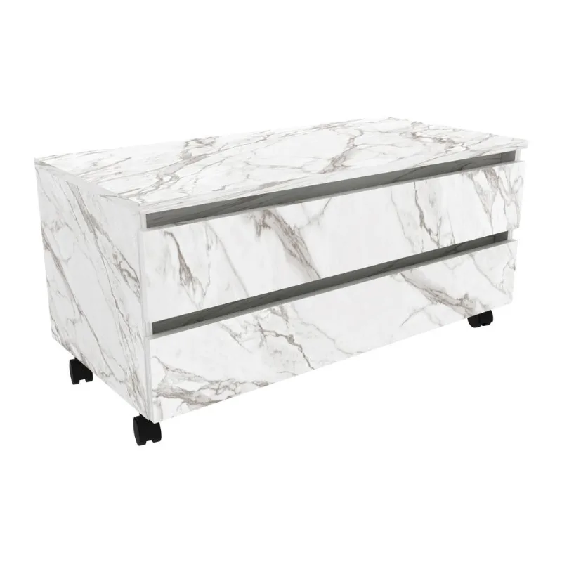 Gabinete Banheiro 2 Gavetas com Rodízios 80cm Multimóveis CR10083 Mármore Branco - Multimóveis