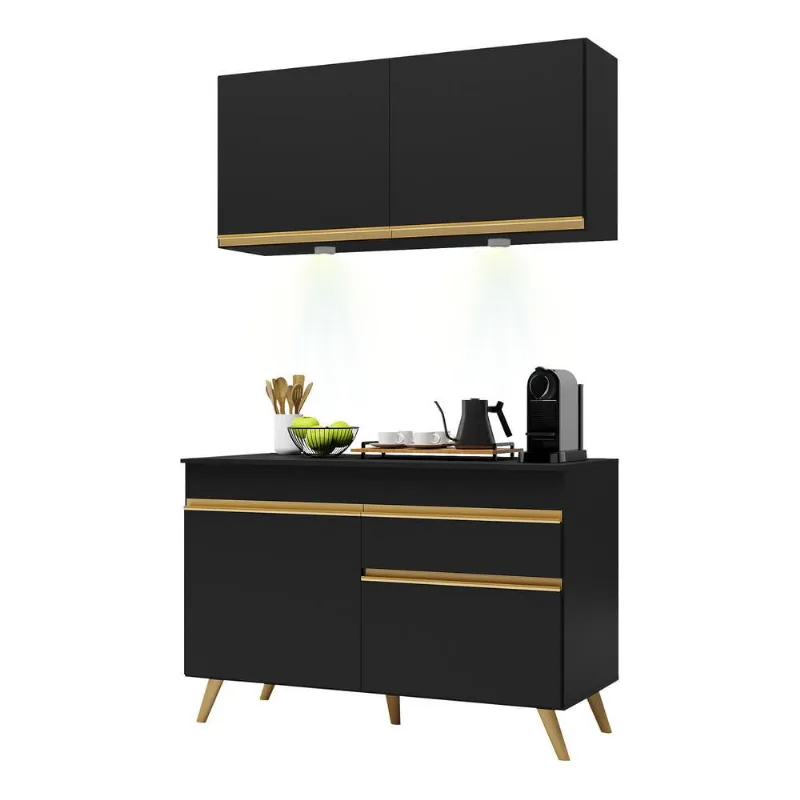 Armário de Cozinha Compacta 120cm com Leds Veneza Up Multimóveis V2012