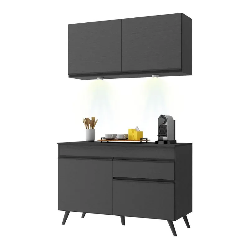 Armário de Cozinha Compacta 120cm com Leds Veneza Up Multimóveis V2012