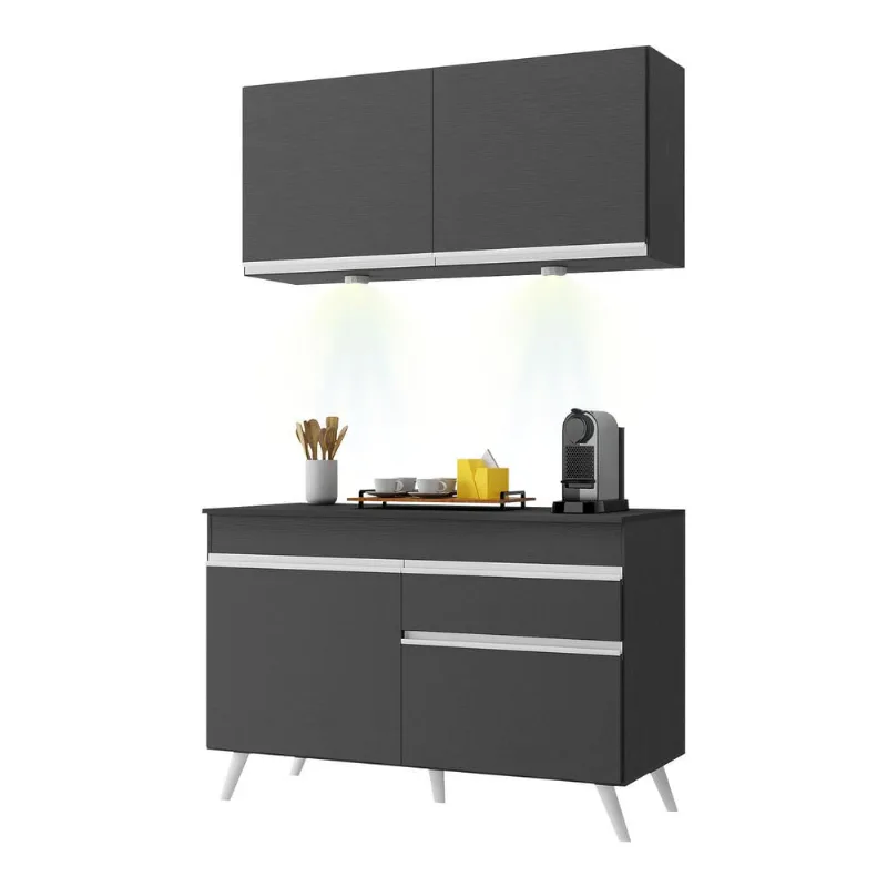 Armário de Cozinha Compacta 120cm com Leds Veneza Up Multimóveis V2012