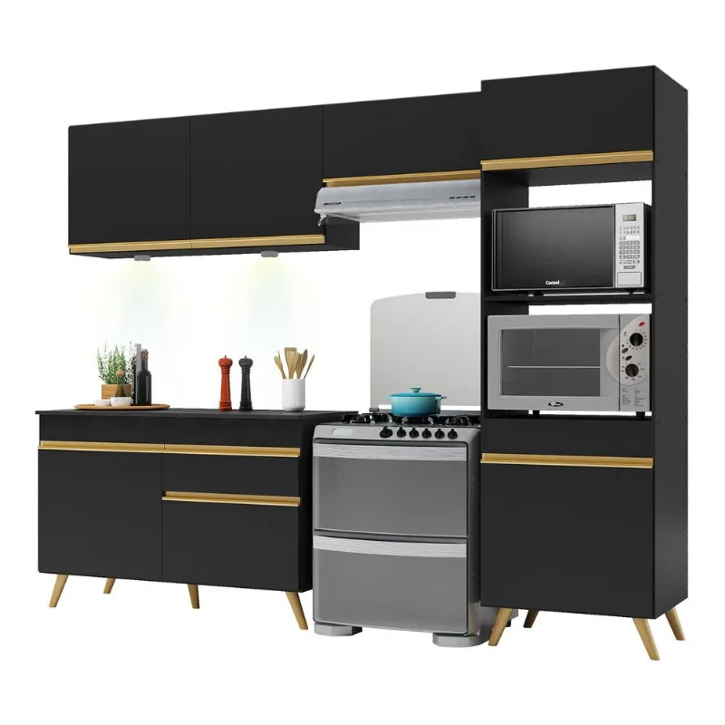 Armário de Cozinha Compacta 252cm com Leds Veneza Up Multimóveis V2018 - Multimóveis