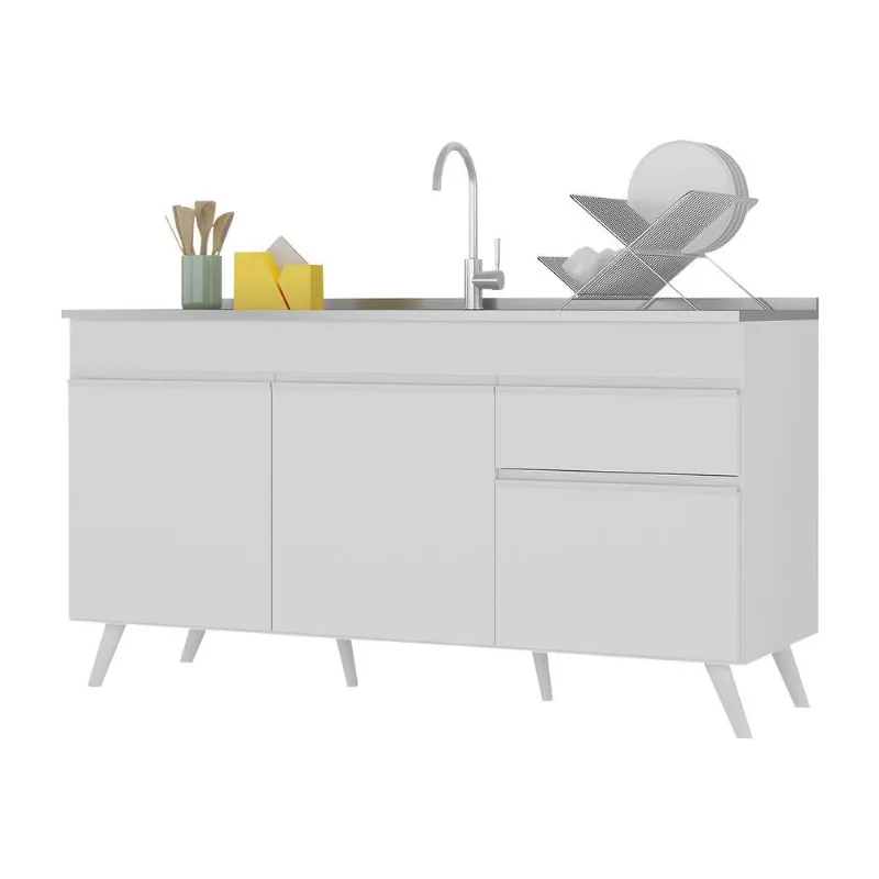 Balcão Cozinha Gabinete Pia 150cm 3 Portas 1 Gaveta Veneza Multimóveis V2072