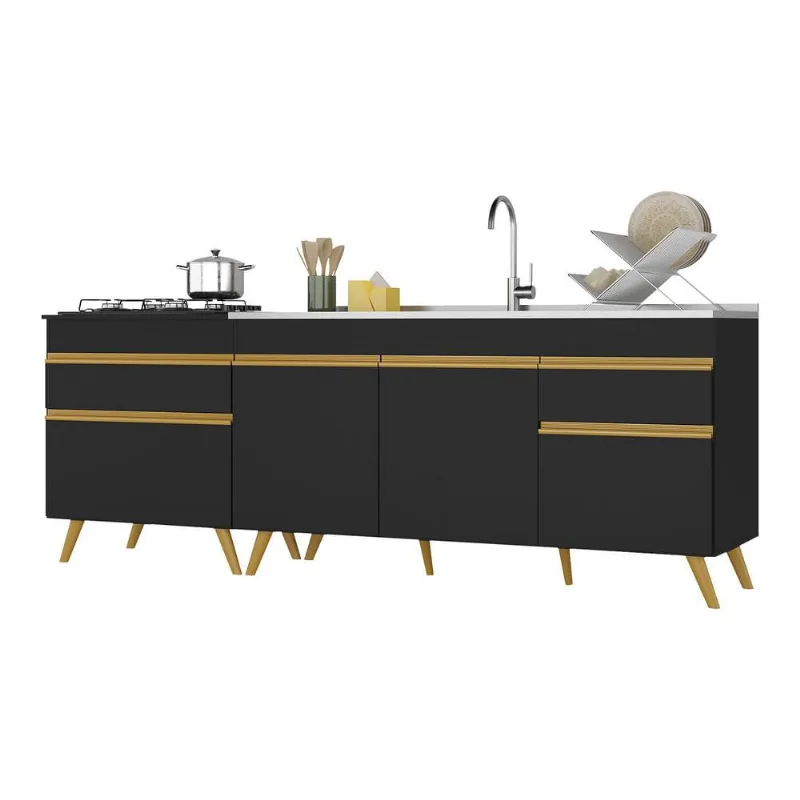 Kit com 2 Balcões de Cozinha 150cm e 70cm Veneza Multimóveis V2073