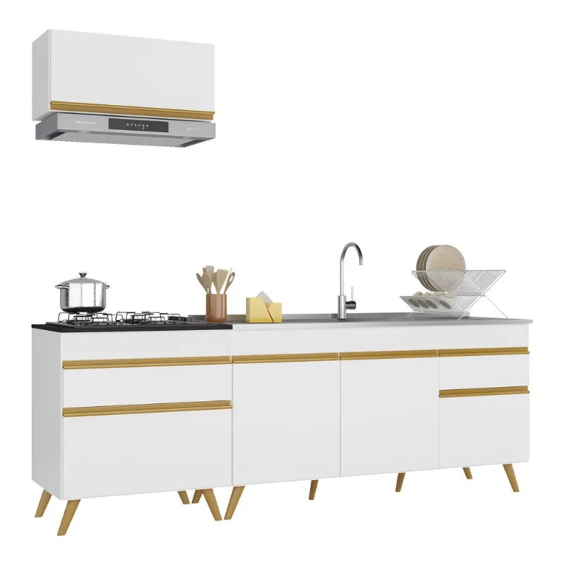Armário de Cozinha Compacta 220cm Veneza Multimóveis V2074