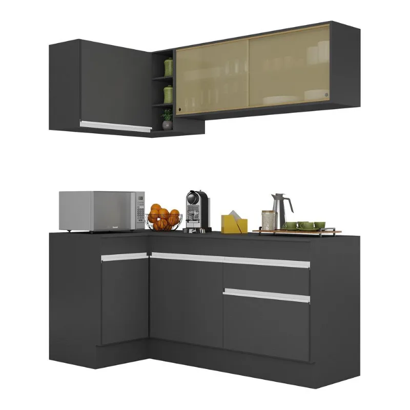 Armário de Cozinha Compacta de Canto com Rodapé Veneza Multimóveis V2091