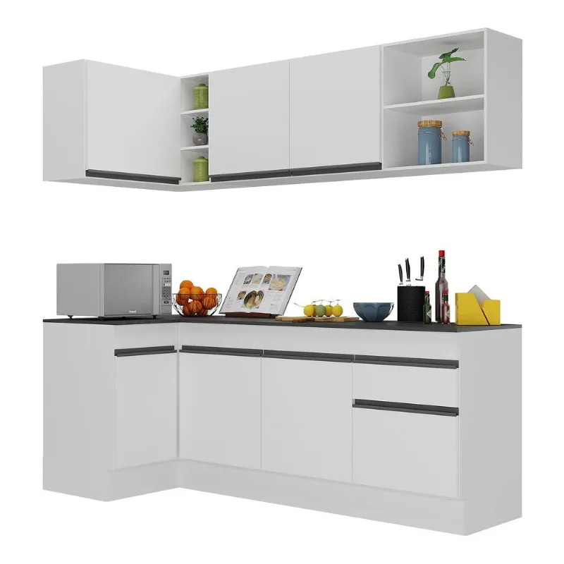 Armário de Cozinha Compacta de Canto com Rodapé Veneza Multimóveis V2093 - Multimóveis