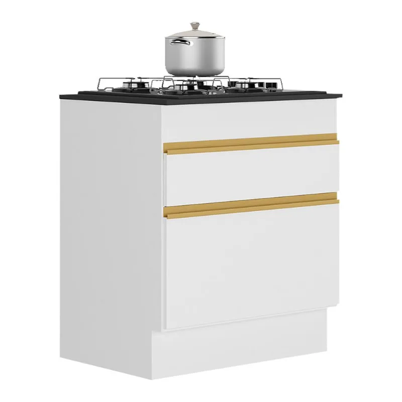 Balcão Cozinha para Cooktop 70cm com Rodapé 1 Porta 1 Gaveta Veneza Multimóveis V2118 - Multimóveis