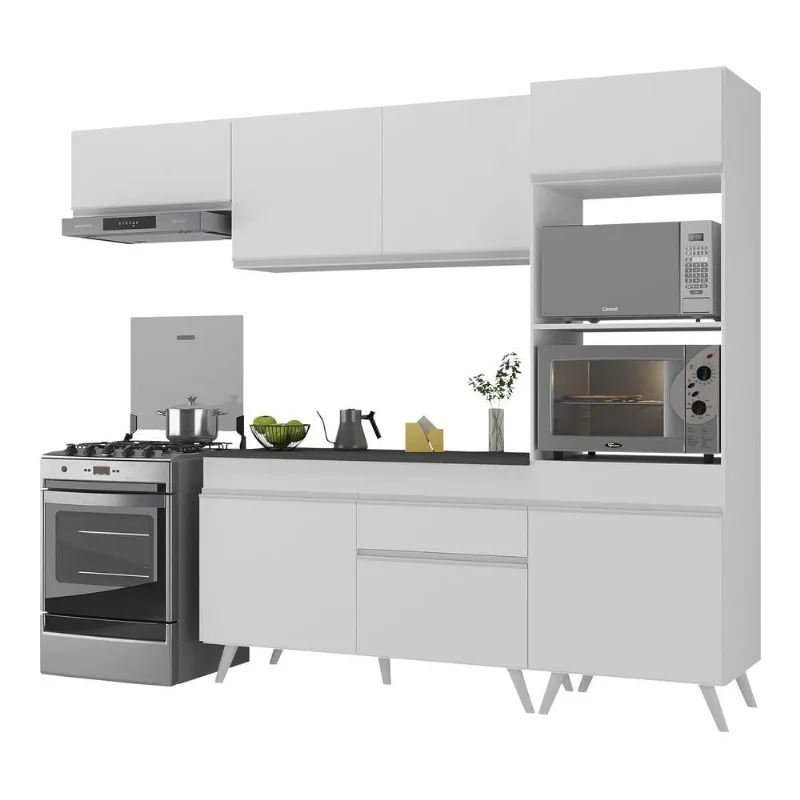 Armário de Cozinha Compacta 252cm Veneza Multimóveis V3690 - Multimóveis