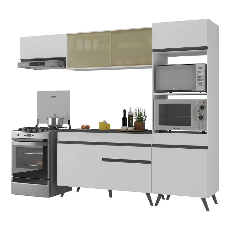 Armário de Cozinha Compacta 252cm Veneza Multimóveis V3691 - Multimóveis